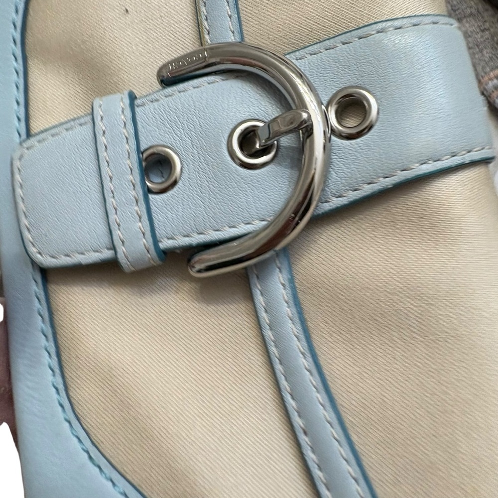 Coach vintage y2k canvas and blue leather wristlet clutch bag soho buckle - Picture 4 of 8